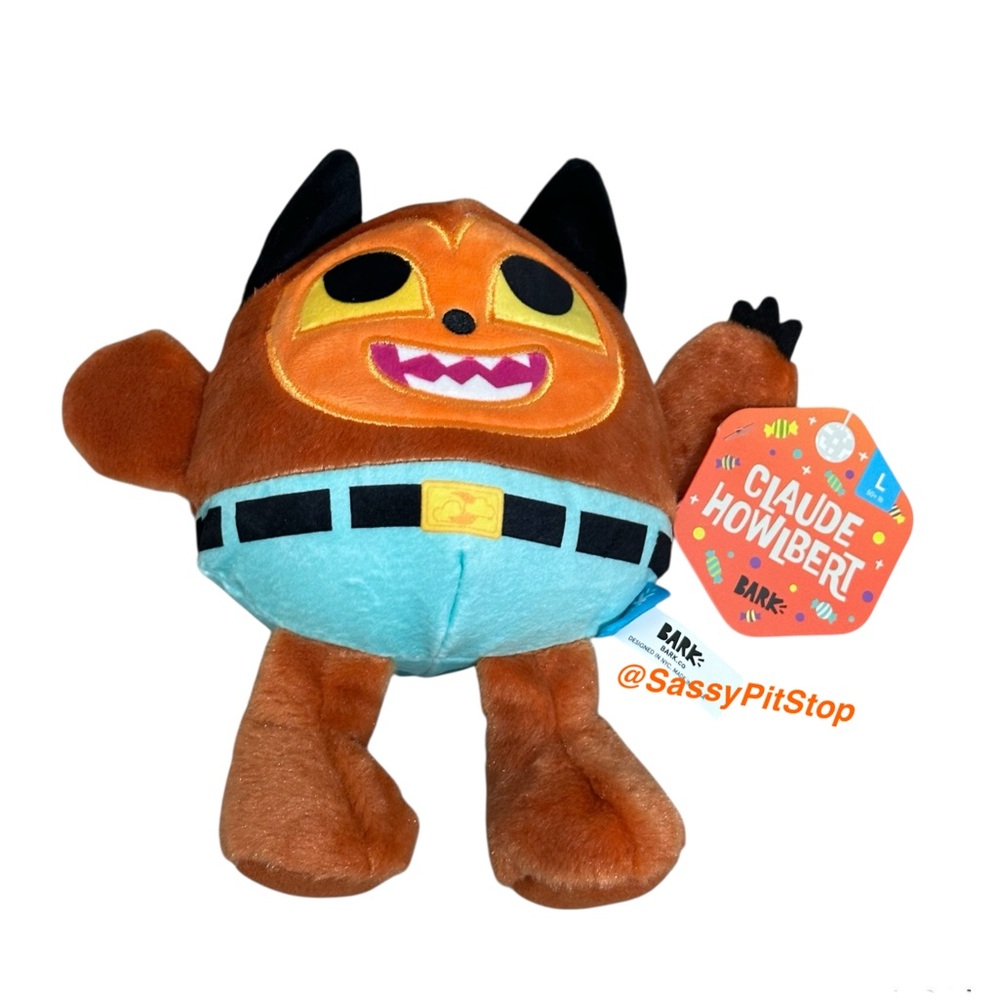 BARK CLAUDE HOWLBERT Whip & Flip Crinkle Squeaker Dog Toy Halloween Collection